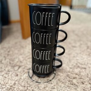 Rae Dunn Black Coffee Mugs Set